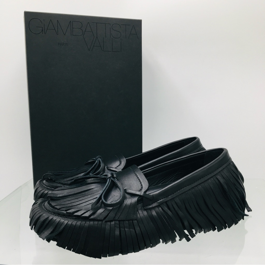 Giambattista Valli Fringed Loafer Black Nappa Women’s Size Eu 40